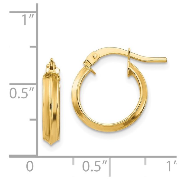 14k Yellow Gold Polished Small 3mm Hoop Earrings  L x 3 mm W